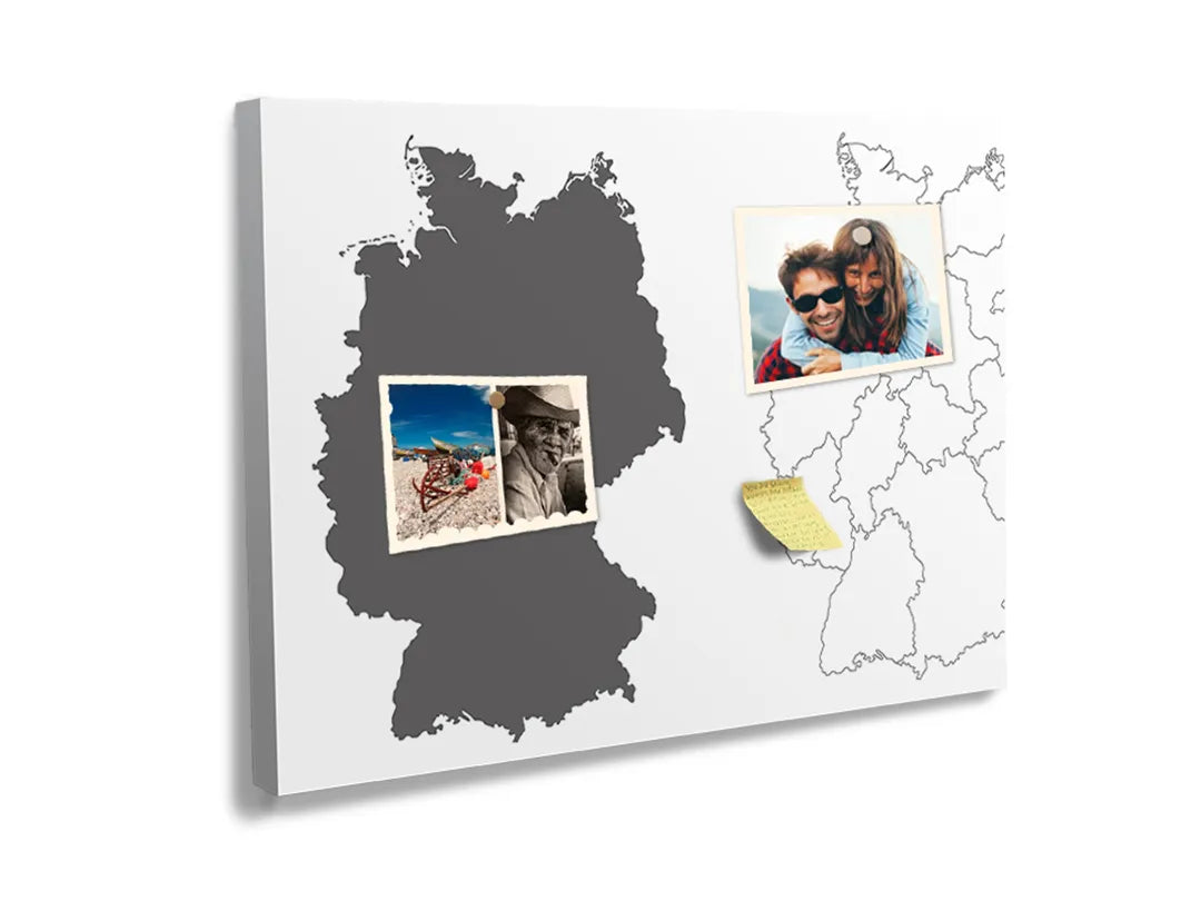 Kurkborden op canvas met kaart van duitsland in grijstinten – formaat 60 × 40 cm