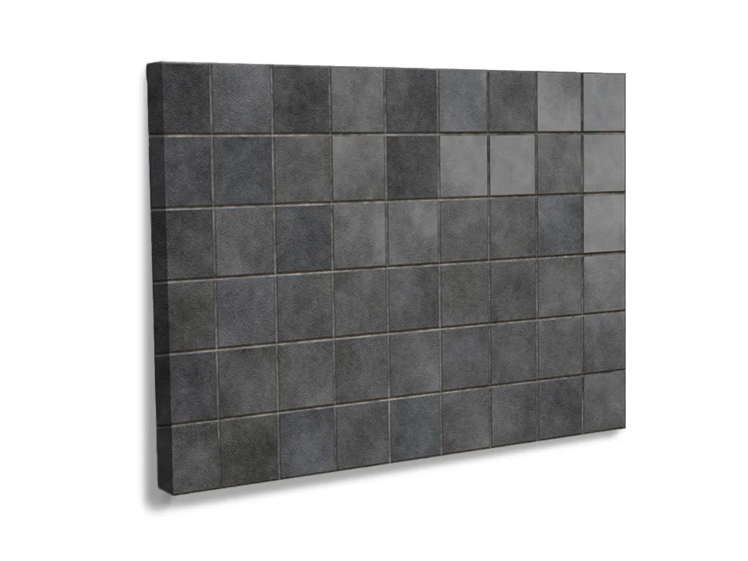Kurkborden op canvas met donkere vierkante tegelstructuur – formaat 120 × 80 cm