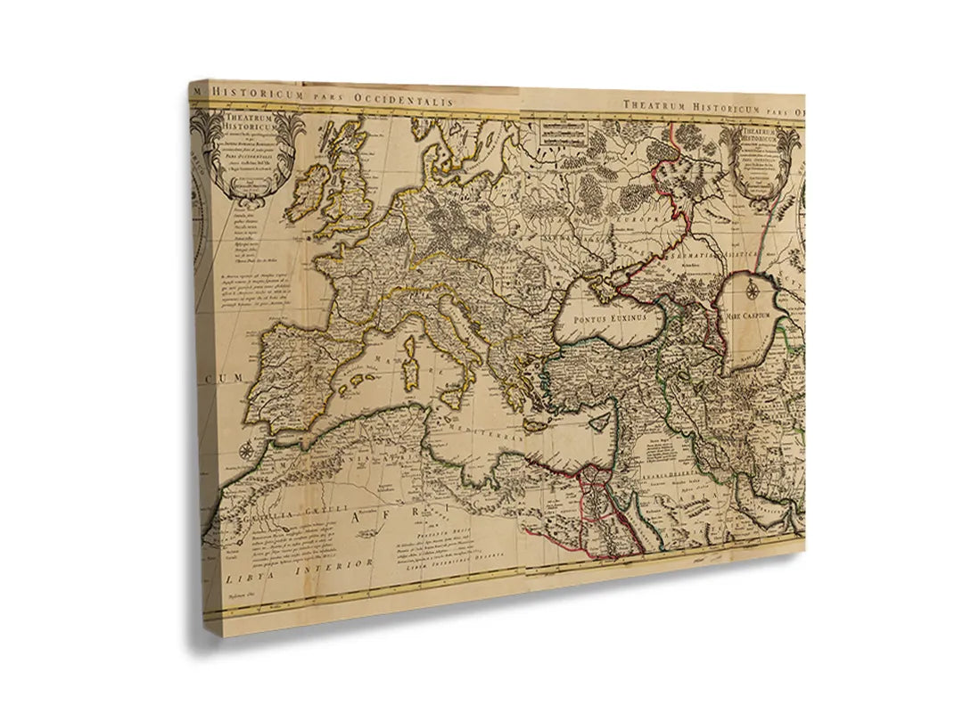 Kurkborden op canvas met antieke wereldkaart – formaat 120 × 80 cm