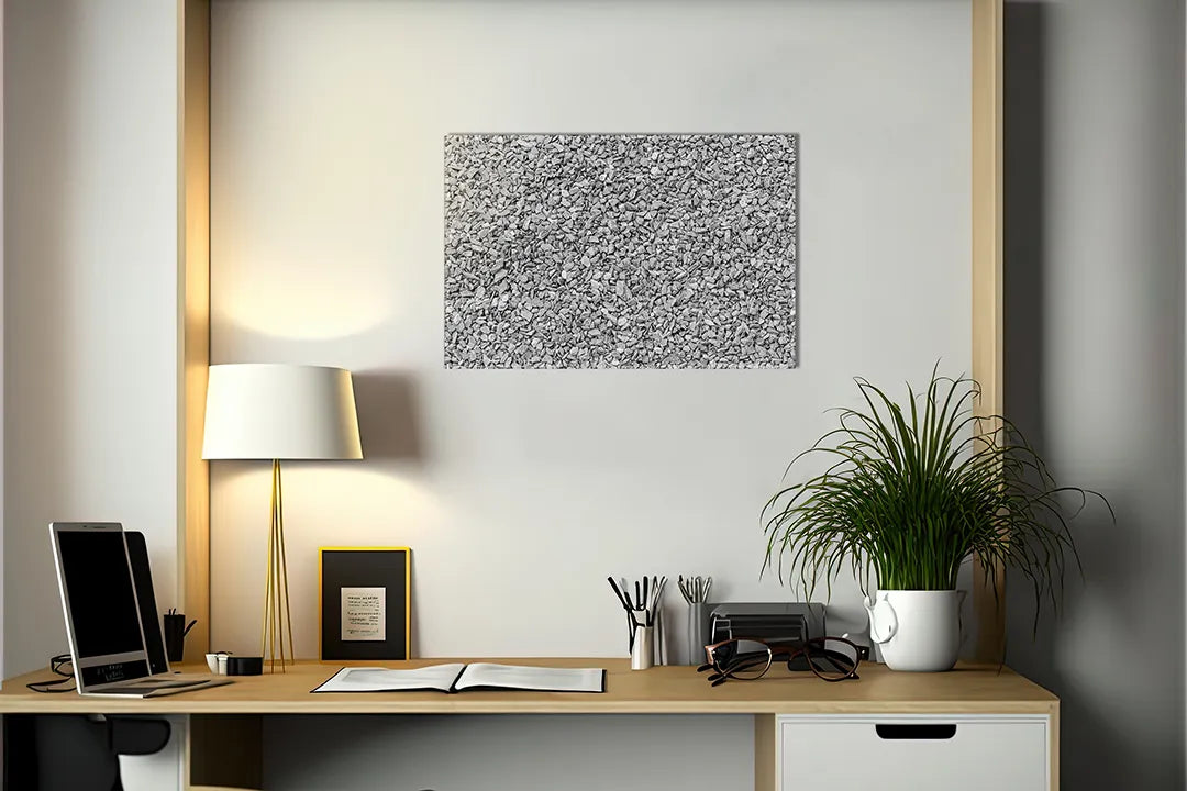 Kurkborden op canvas met grijze korrelige materiaalstructuur – formaat 140 × 100 cm