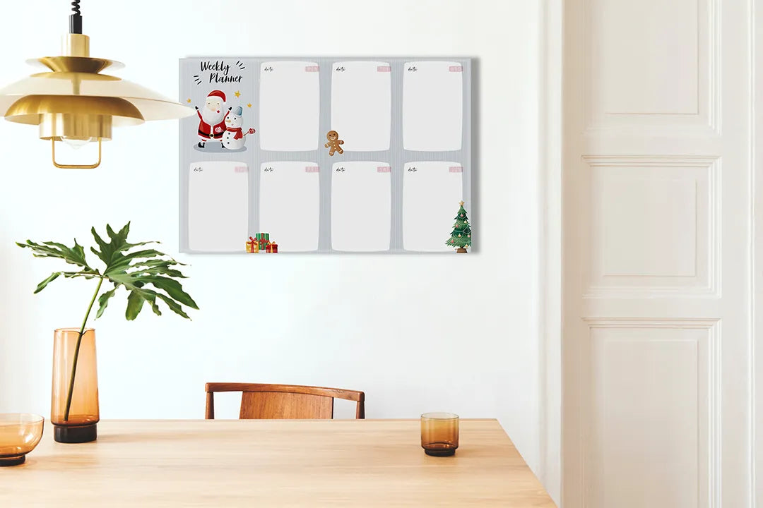 Kurkborden op canvas met kerst weekplanner – formaat 100 × 70 cm