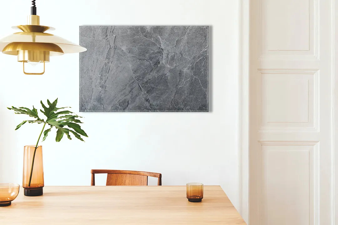 Kurkborden op canvas met donkergrijze natuursteenstructuur – formaat 100 × 70 cm