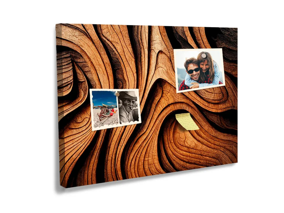 Kurkborden op canvas met golvend houtpatroon in warme tinten – formaat 60 × 40 cm