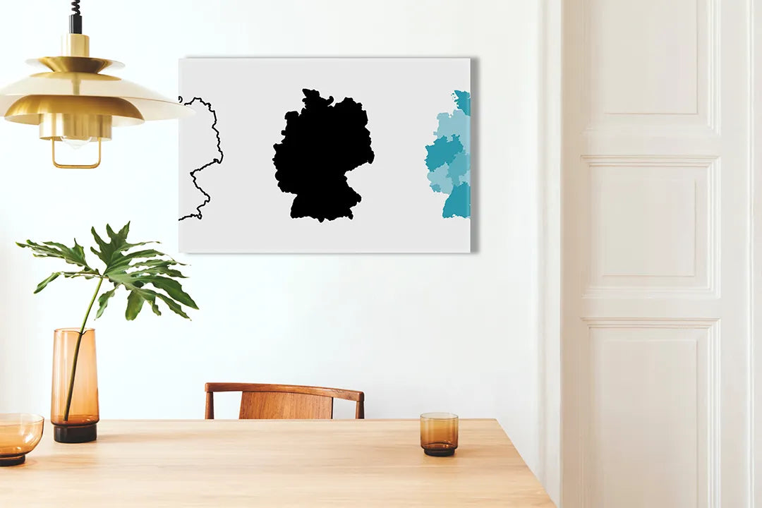 Kurkborden op canvas met kaart van duitsland en buurlanden – formaat 100 × 70 cm