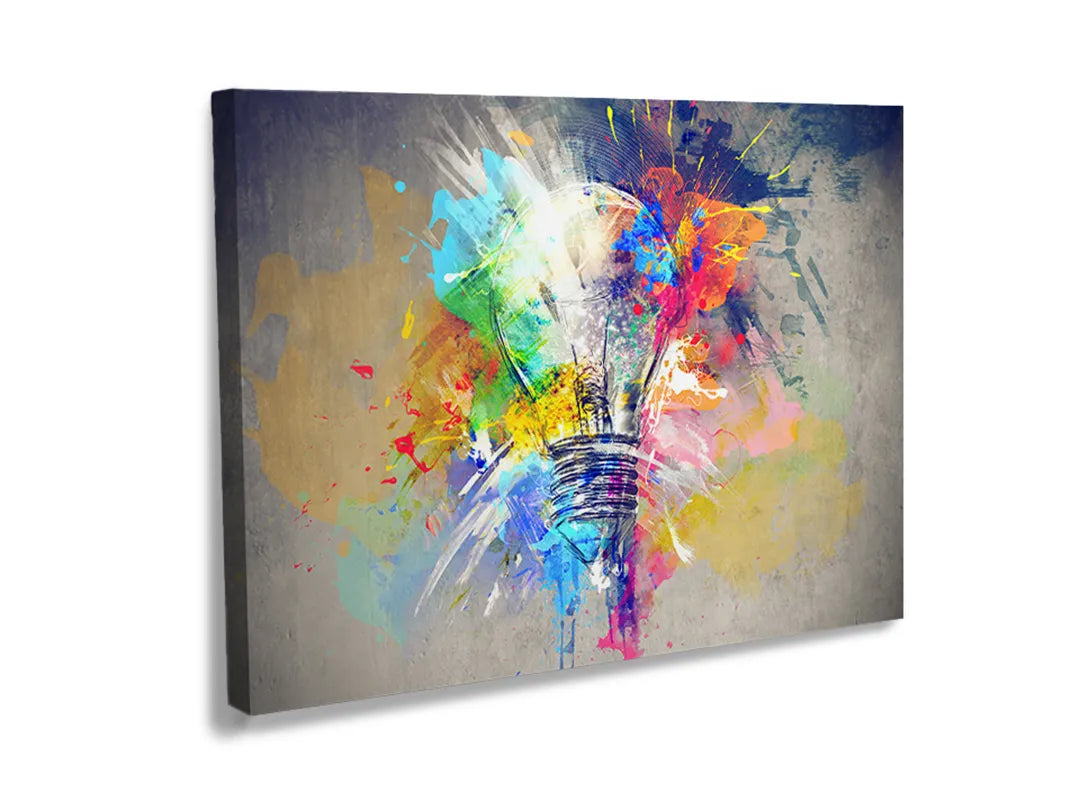 Kurkborden op canvas met kleurrijke abstracte gloeilamp – formaat 120 × 80 cm