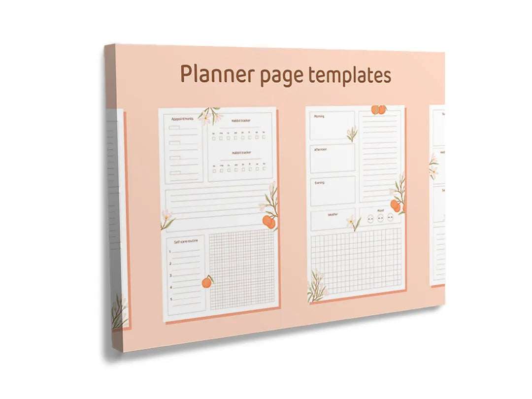 Kurkborden op canvas met roze planner pagina templates – formaat 120 × 80 cm