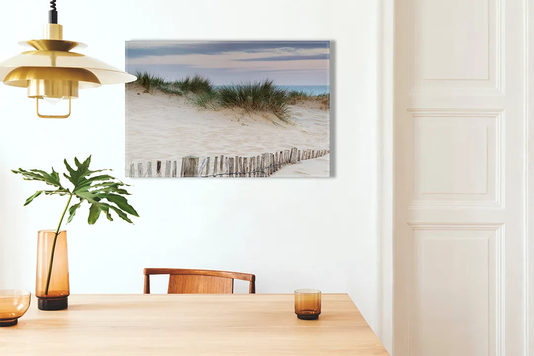 Kurkborden op canvas met duinen en rustig strand – formaat 100 × 70 cm