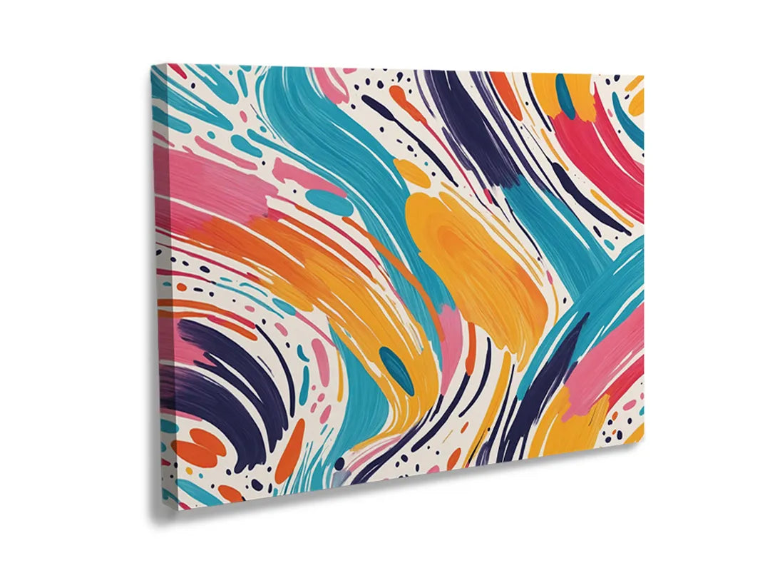 Kurkborden op canvas met kleurrijk golvend marmerpatroon – formaat 120 × 80 cm