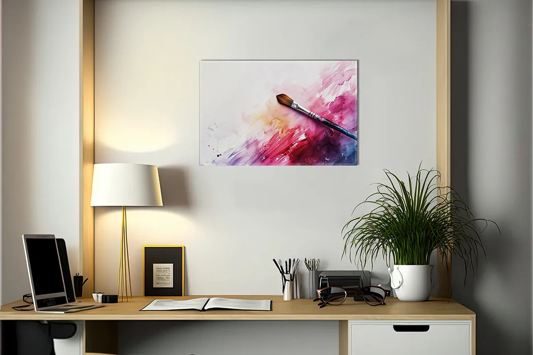 Kurkborden op canvas met verfkwast met roze aquarelstreken – formaat 140 × 100 cm