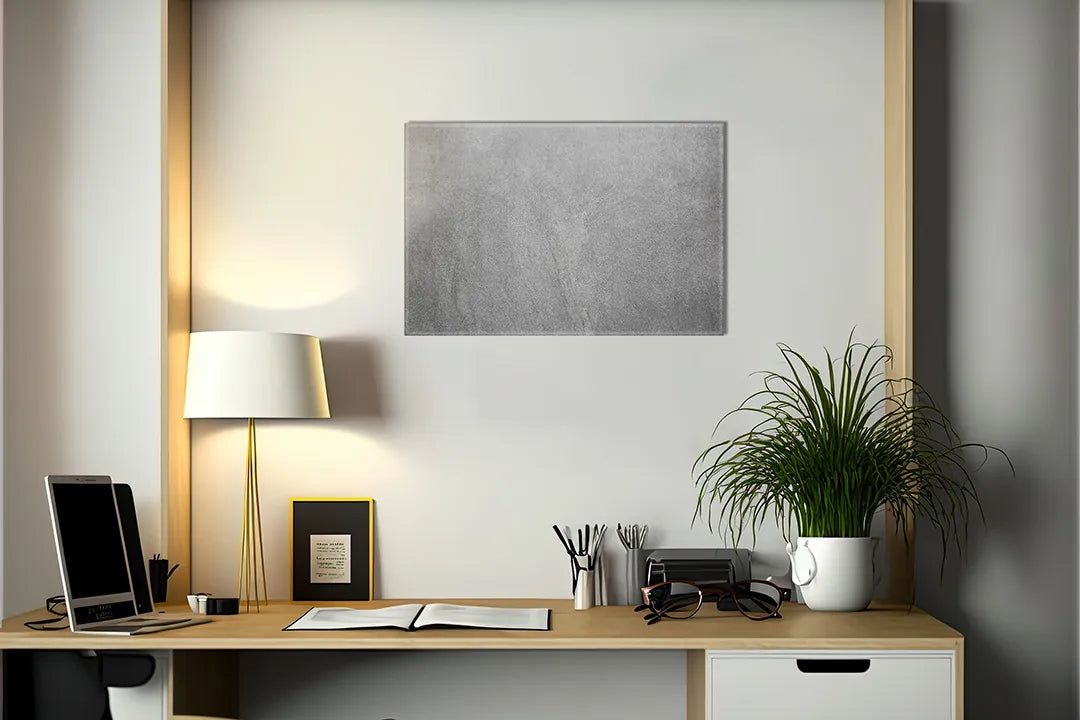 Kurkborden op canvas met lichtgrijze betonstructuur – formaat 140 × 100 cm