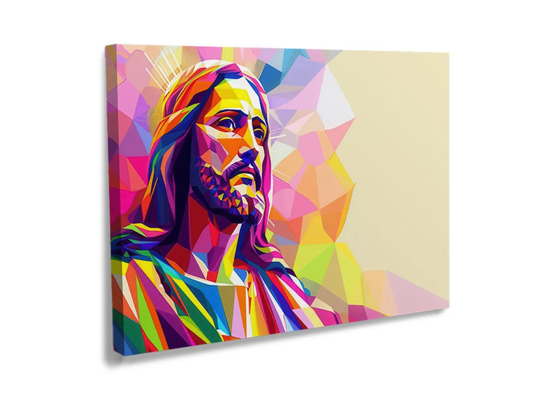 Kurkborden op canvas met kleurrijk portret van jezus – formaat 120 × 80 cm