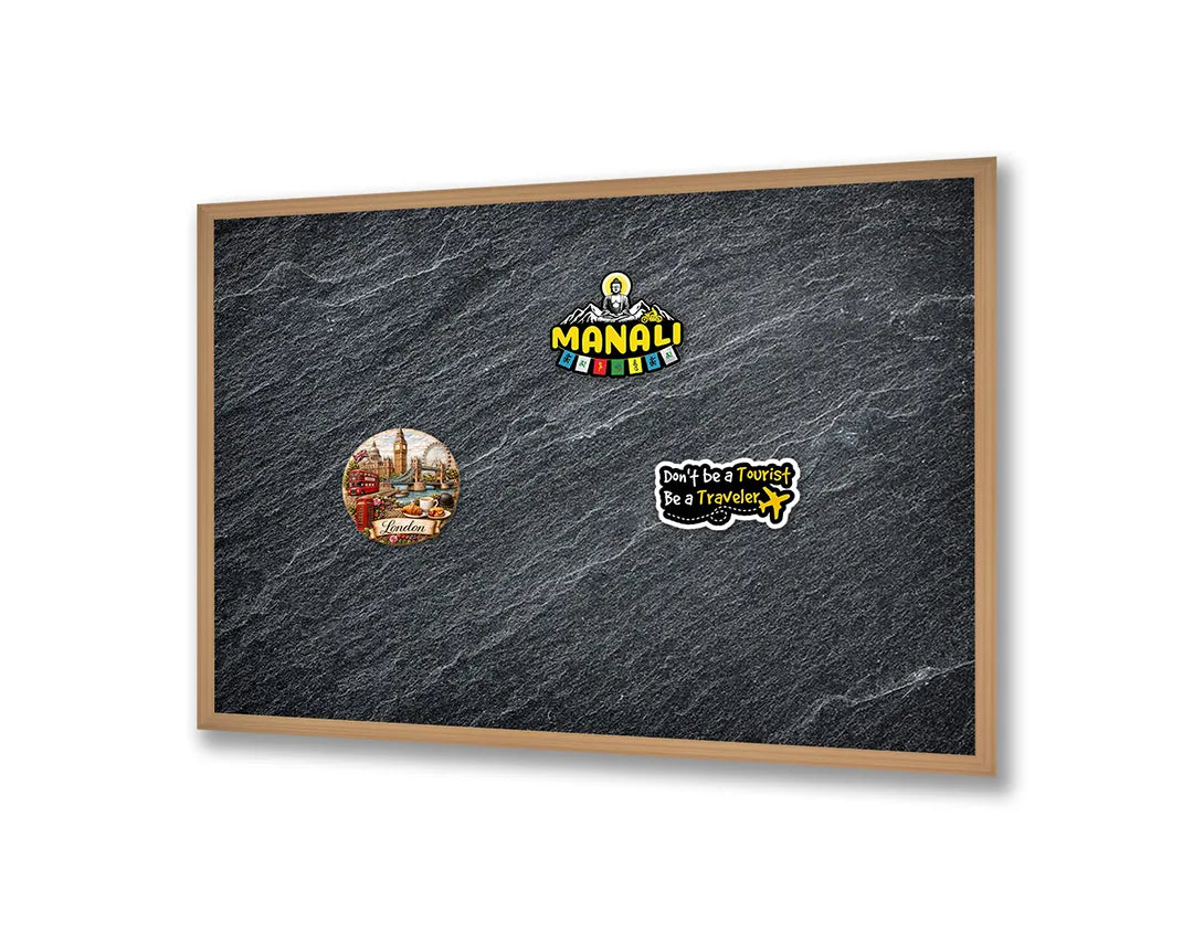 Metalen Magneetbord met afbeelding van donker leisteen textuur in antraciet zwart kleuren