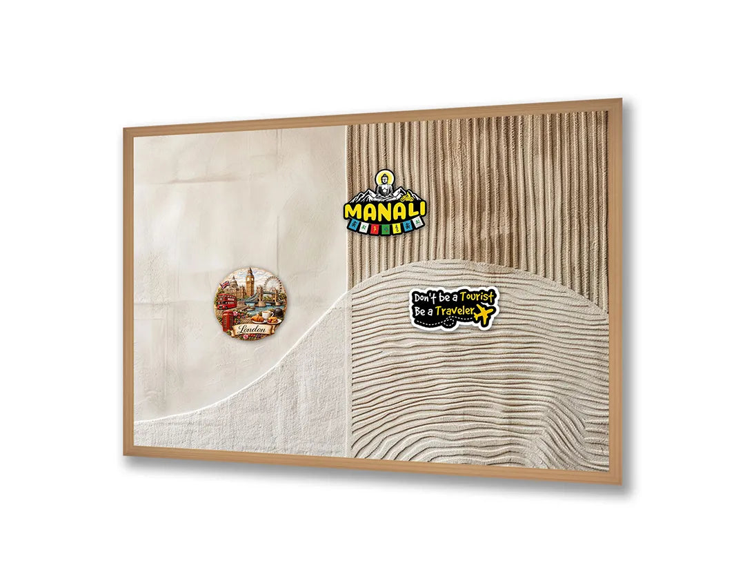 Metalen Magneetbord met hoogwaardige afbeelding van Abstracte zandgolven beige voor aan de muur