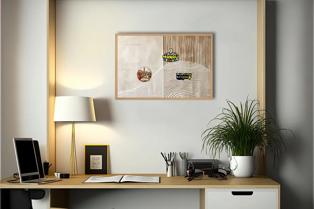 Metalen Magneetbord met hoogwaardige afbeelding van Abstracte zandgolven beige voor aan de muur