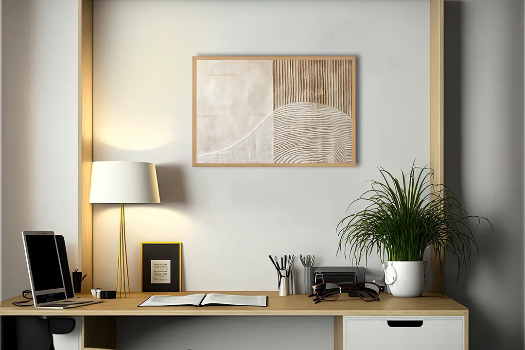 Metalen Magneetbord met hoogwaardige afbeelding van Abstracte zandgolven beige voor aan de muur
