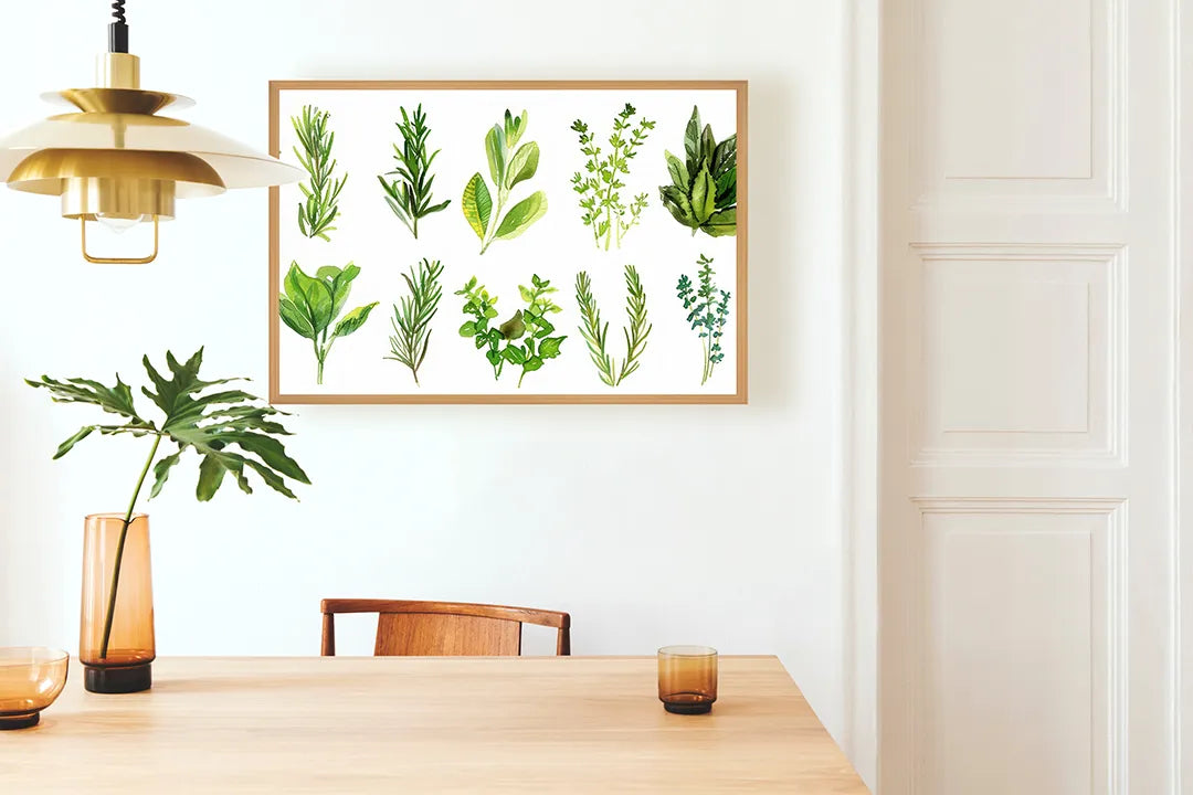Metalen Magneetbord met hoogwaardige afbeelding van Groene kruiden set illustratie voor aan de muur