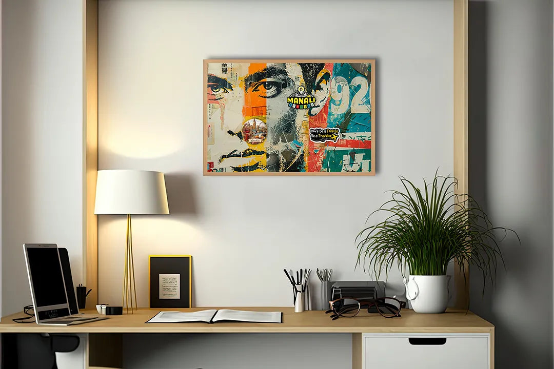 Metalen Magneetbord met hoogwaardige afbeelding van Abstract mannengezicht pop art voor aan de muur