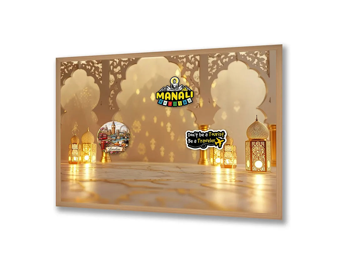 Metalen Magneetbord met hoogwaardige afbeelding van Oosterse paleis interieur lantaarns voor aan de muur