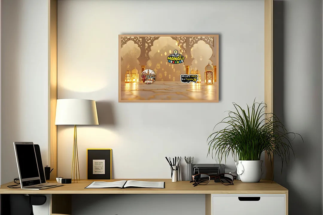 Metalen Magneetbord met hoogwaardige afbeelding van Oosterse paleis interieur lantaarns voor aan de muur