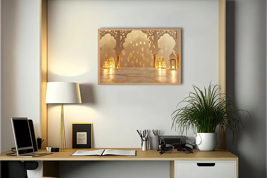 Metalen Magneetbord met hoogwaardige afbeelding van Oosterse paleis interieur lantaarns voor aan de muur