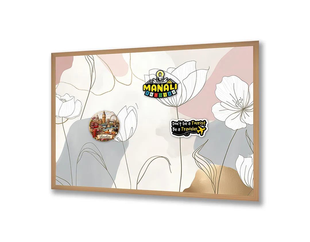 Metalen Magneetbord met hoogwaardige afbeelding van Minimalistische bloemen pastel voor aan de muur