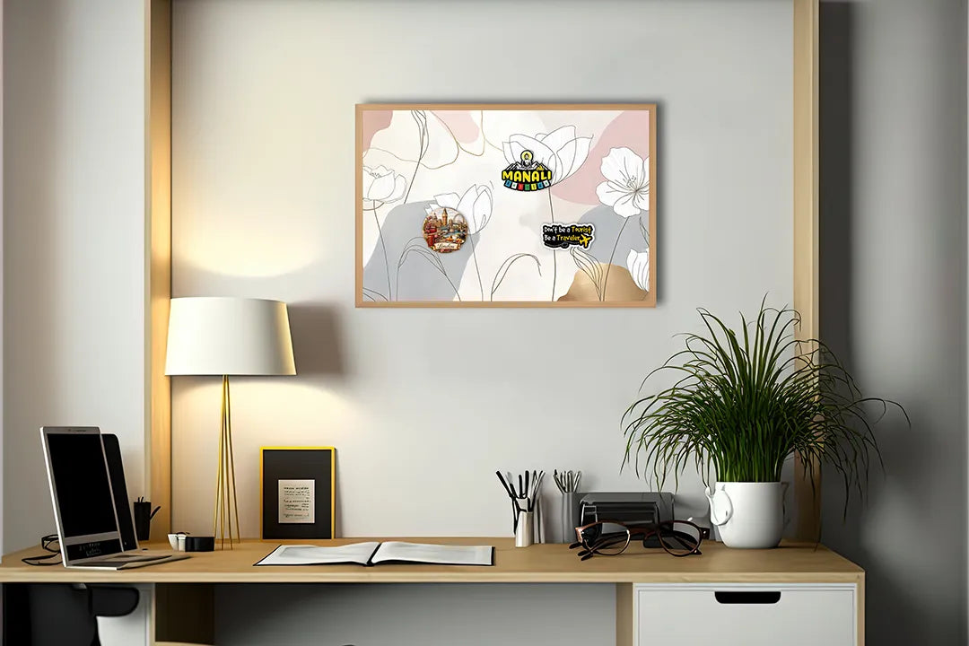 Metalen Magneetbord met hoogwaardige afbeelding van Minimalistische bloemen pastel voor aan de muur