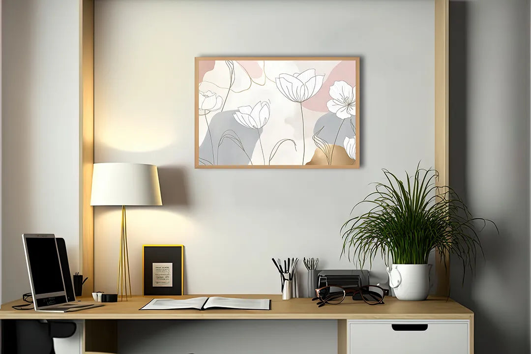 Metalen Magneetbord met hoogwaardige afbeelding van Minimalistische bloemen pastel voor aan de muur