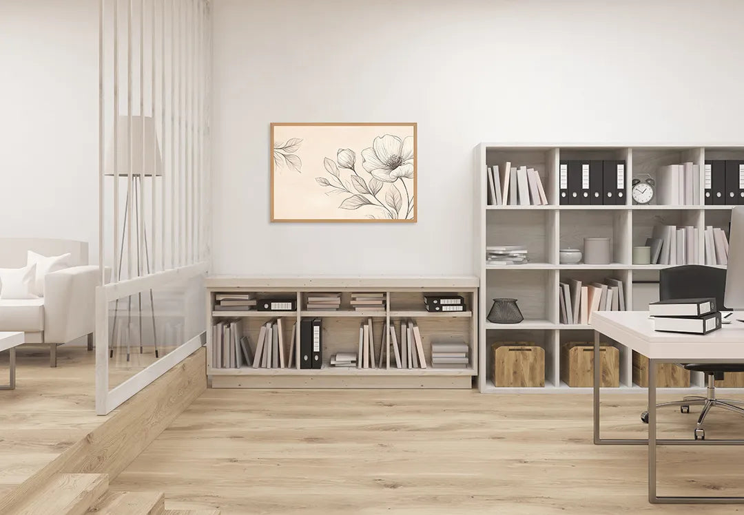 Metalen Magneetbord met hoogwaardige afbeelding van Beige bloemen illustratie voor aan de muur