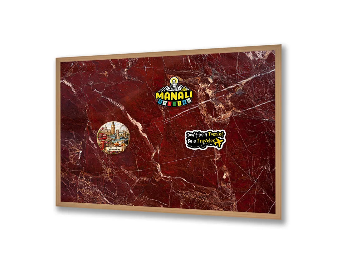 Metalen Magneetbord met afbeelding van rode marmer textuur in diep rood kleuren
