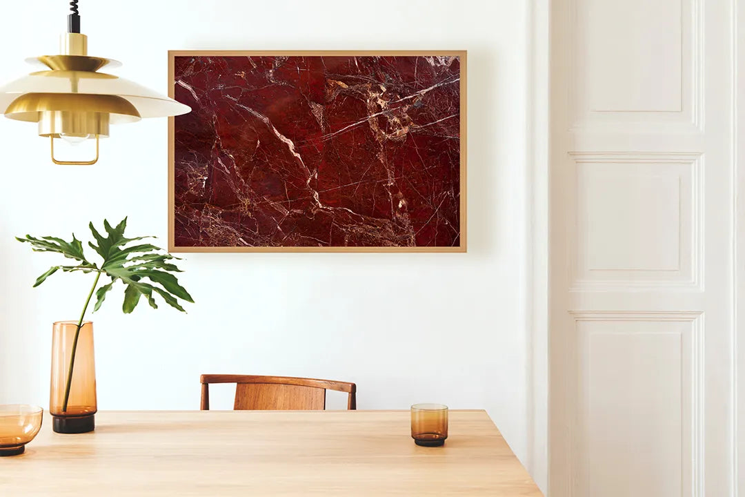 Metalen Magneetbord met afbeelding van rode marmer textuur in diep rood kleuren