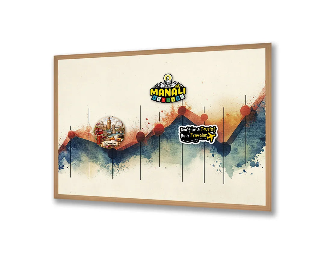 Metalen Magneetbord met hoogwaardige afbeelding van Abstracte bergen waterkleur voor aan de muur
