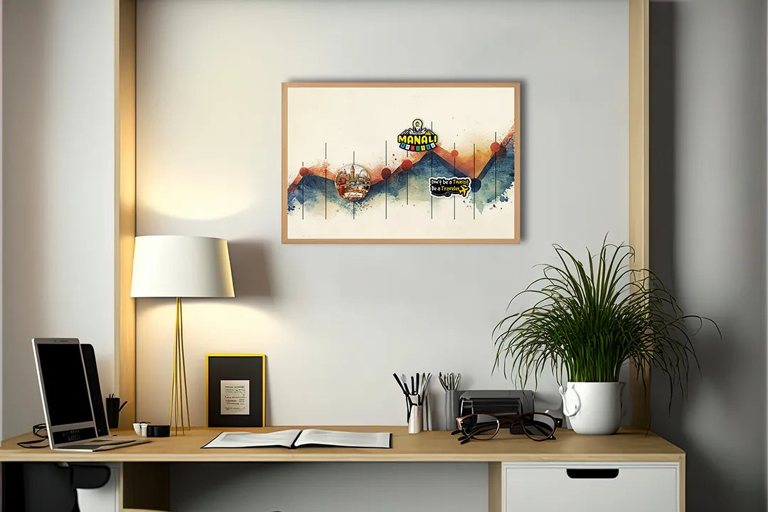 Metalen Magneetbord met hoogwaardige afbeelding van Abstracte bergen waterkleur voor aan de muur