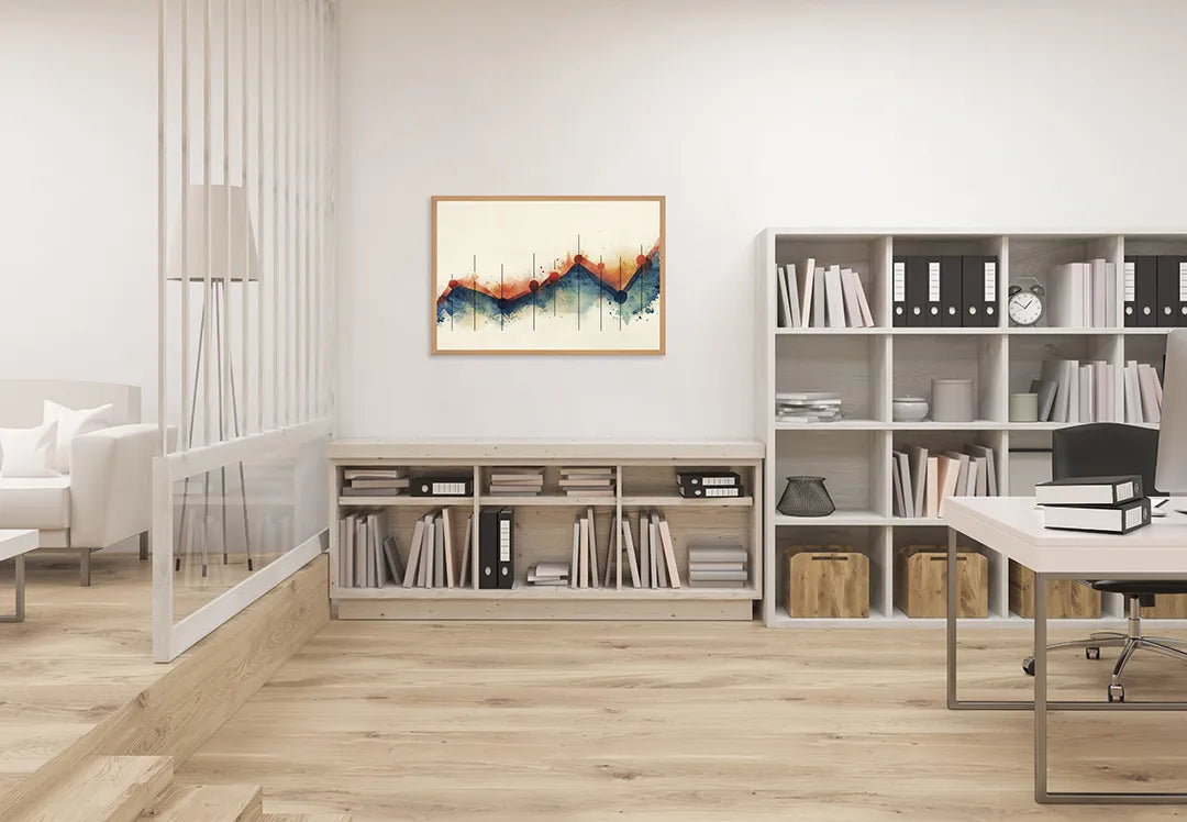 Metalen Magneetbord met hoogwaardige afbeelding van Abstracte bergen waterkleur voor aan de muur