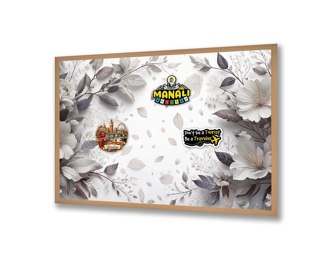 Metalen Magneetbord met hoogwaardige afbeelding van Witte bloemen zachte achtergrond voor aan de muur