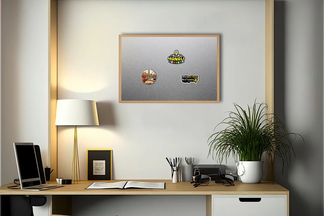 Metalen Magneetbord met afbeelding van lichte beton of metaal textuur in lichtgrijs kleuren