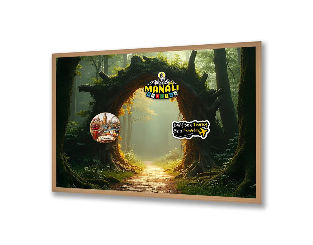 Metalen Magneetbord met hoogwaardige afbeelding van Magische poort in bos voor aan de muur