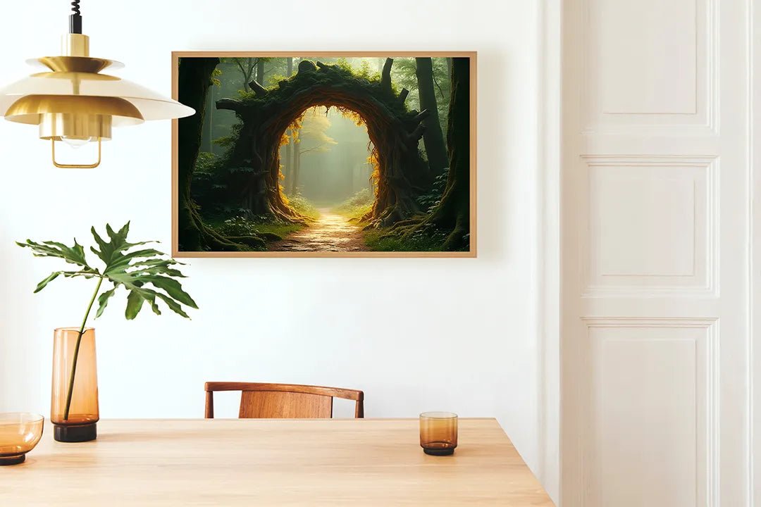 Metalen Magneetbord met hoogwaardige afbeelding van Magische poort in bos voor aan de muur