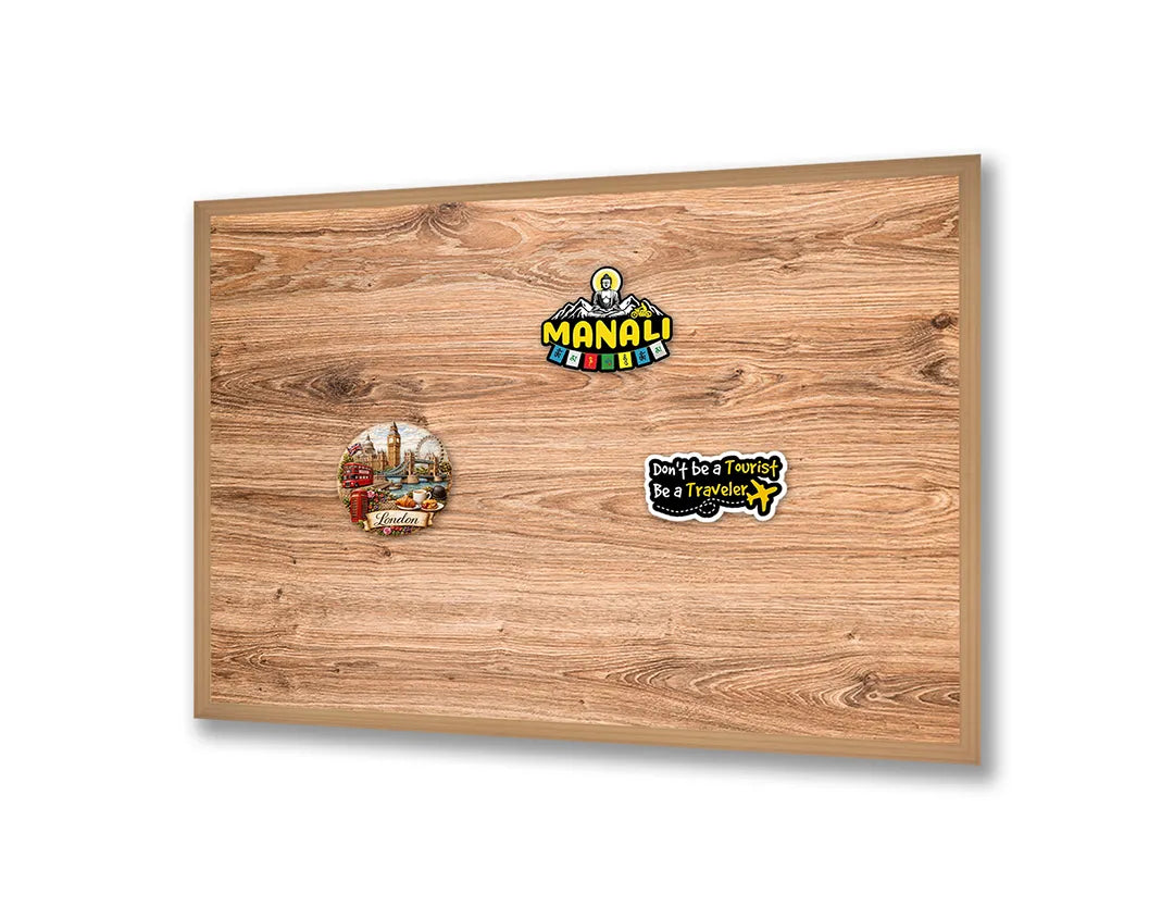 Metalen Magneetbord met afbeelding van licht eikenhout textuur in warm lichtbruin kleuren