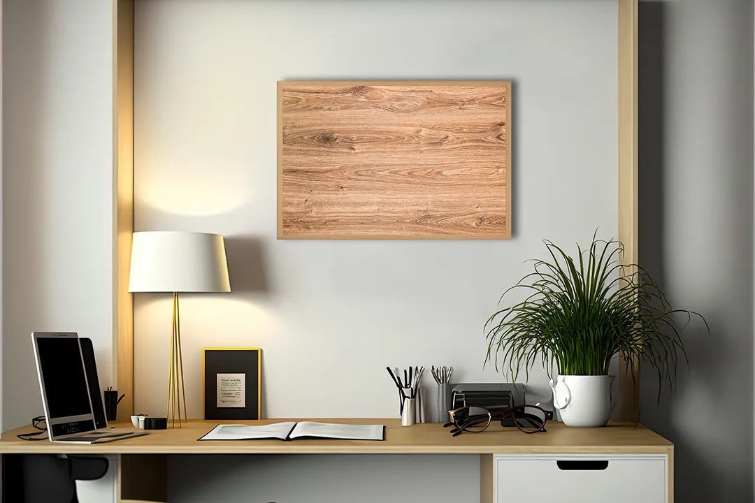 Metalen Magneetbord met afbeelding van licht eikenhout textuur in warm lichtbruin kleuren