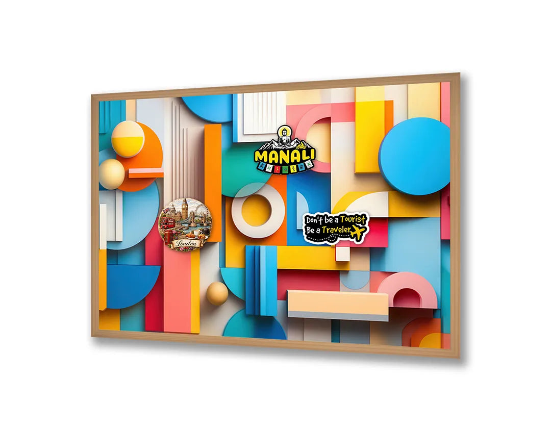 Metalen Magneetbord met hoogwaardige afbeelding van Kleurrijke 3D blokken patroon voor aan de muur