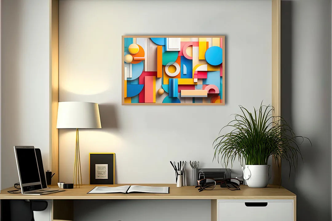 Metalen Magneetbord met hoogwaardige afbeelding van Kleurrijke 3D blokken patroon voor aan de muur