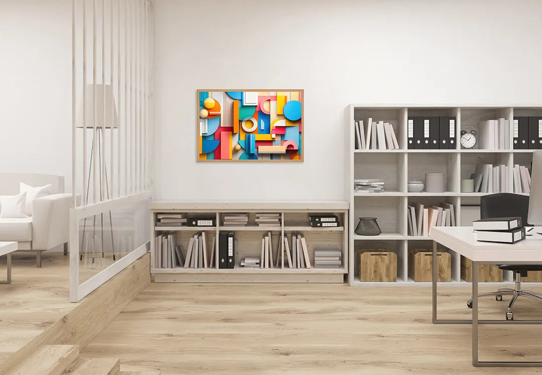 Metalen Magneetbord met hoogwaardige afbeelding van Kleurrijke 3D blokken patroon voor aan de muur