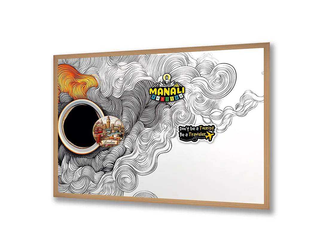Metalen Magneetbord met hoogwaardige afbeelding van Koffiekopje doodle kunst voor aan de muur