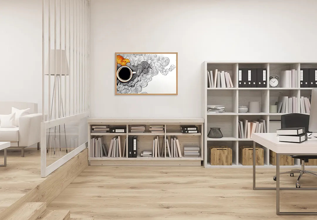Metalen Magneetbord met hoogwaardige afbeelding van Koffiekopje doodle kunst voor aan de muur
