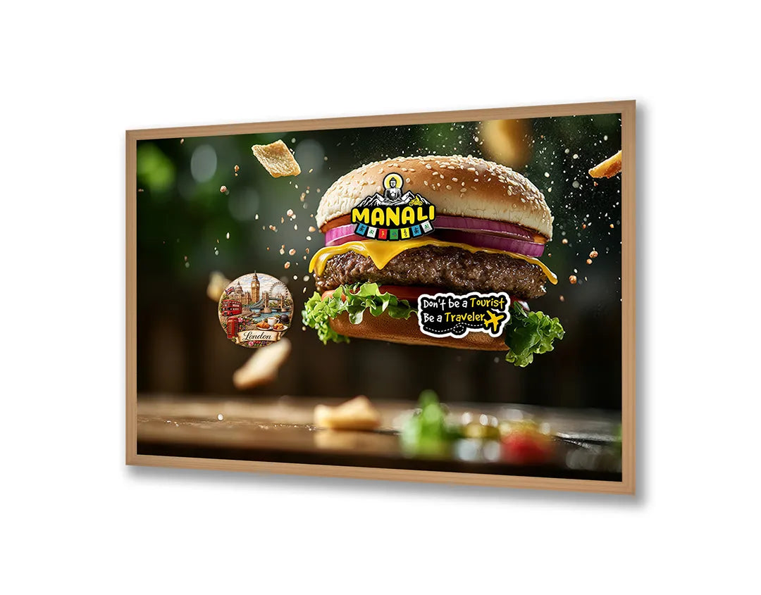 Metalen Magneetbord met hoogwaardige afbeelding van Vliegende hamburger ingredienten voor aan de muur