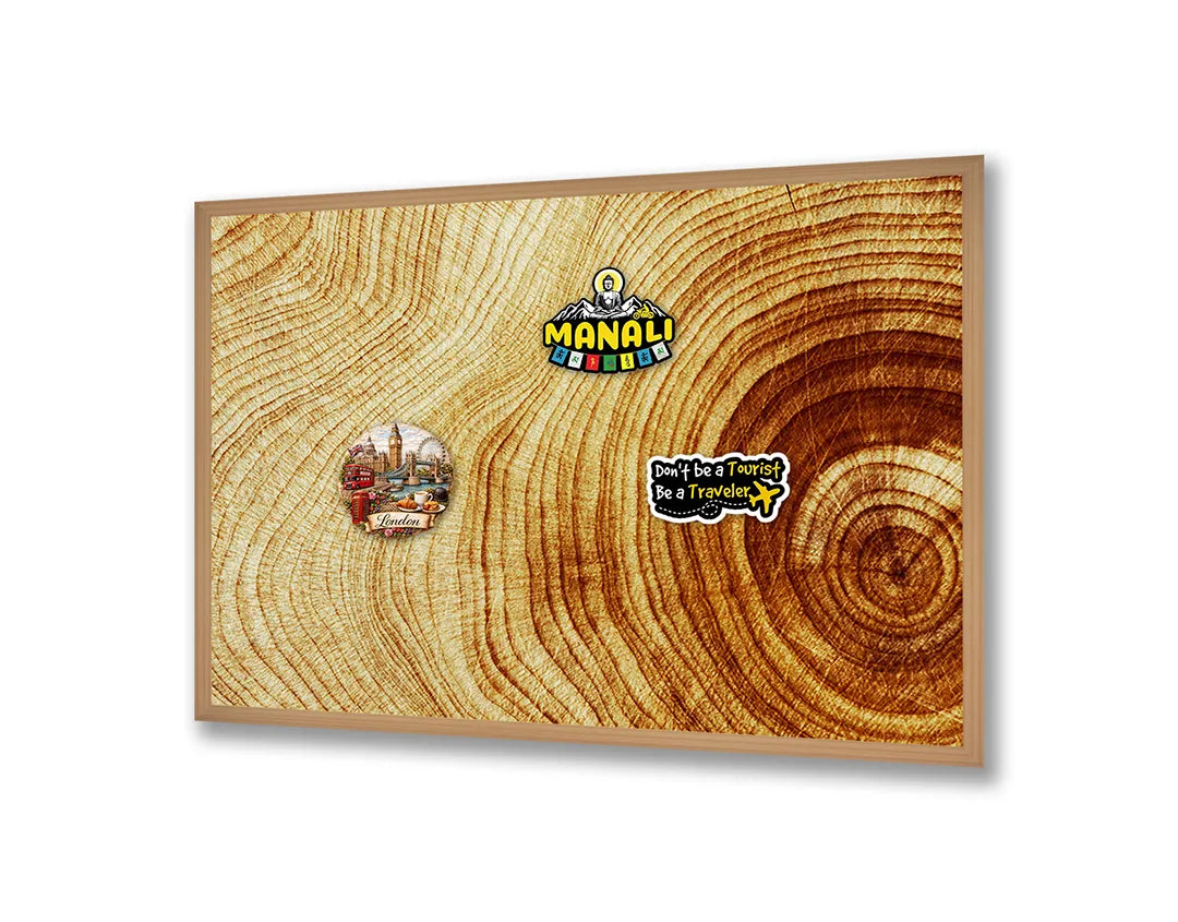 Metalen Magneetbord met hoogwaardige afbeelding van Boomstam doorsnede ringen hout voor aan de muur