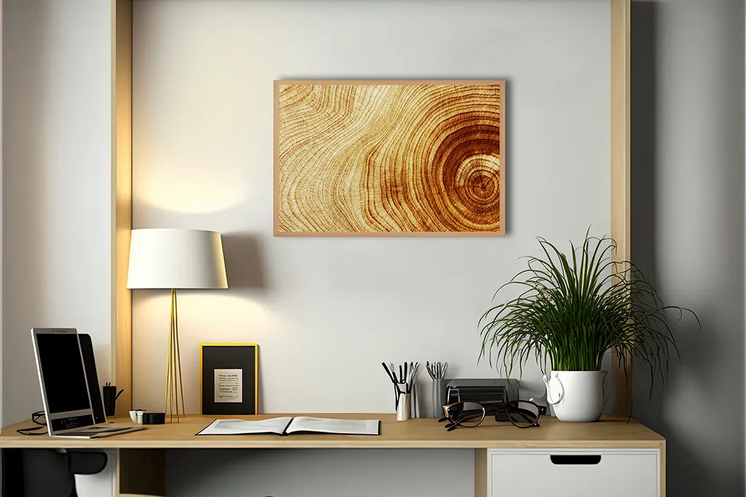 Metalen Magneetbord met hoogwaardige afbeelding van Boomstam doorsnede ringen hout voor aan de muur