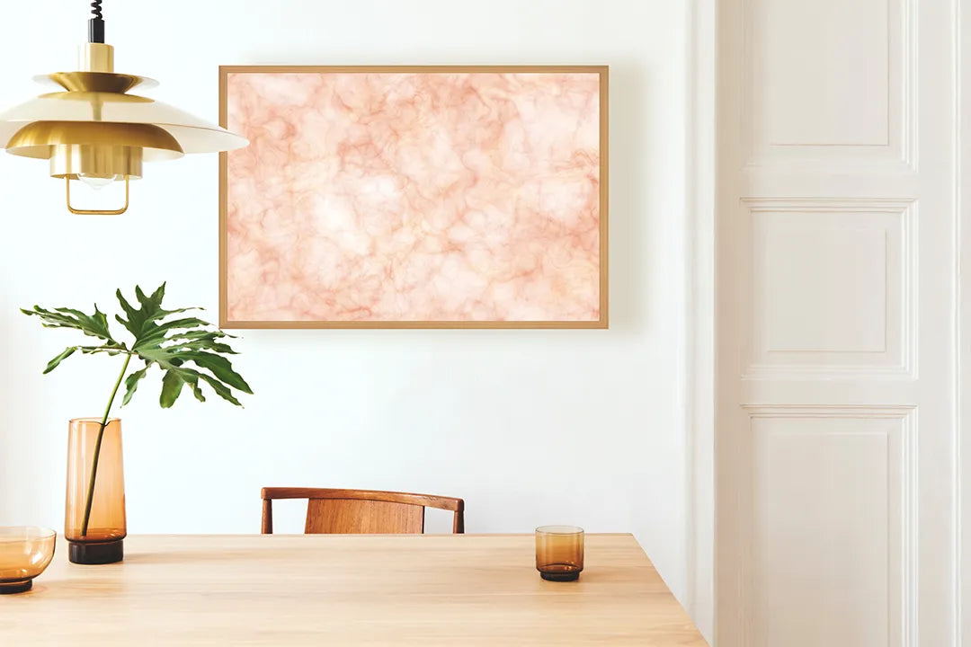 Metalen Magneetbord met afbeelding van roze marmer textuur in zacht pastel roze kleuren