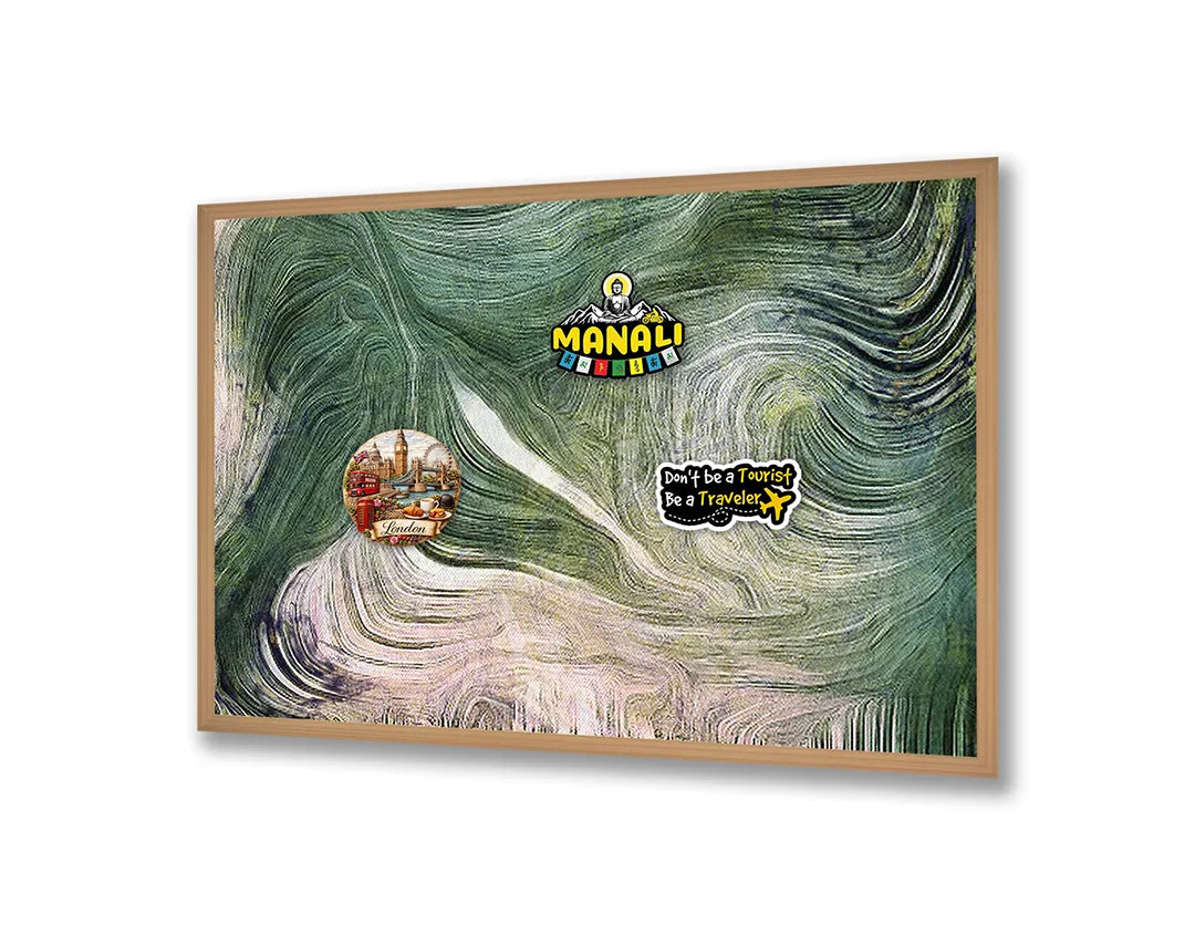 Metalen Magneetbord met afbeelding van abstracte groene wervelingen in smaragd groen kleuren