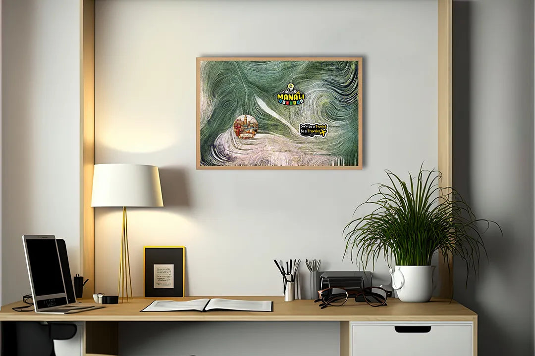 Metalen Magneetbord met afbeelding van abstracte groene wervelingen in smaragd groen kleuren
